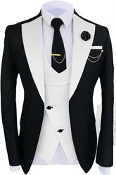 Simple White Shawl Lapel 3 Piece Prom Suit