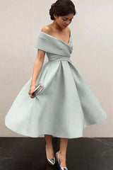 Sky Blue Graduation Dress Off the Shoulder Sleeveless A Line Short Cocktail Dress
