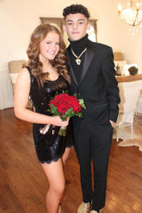 Sleek Black Notched Lapel 2-Piece Slim Fit Men's Prom Graduation Suit