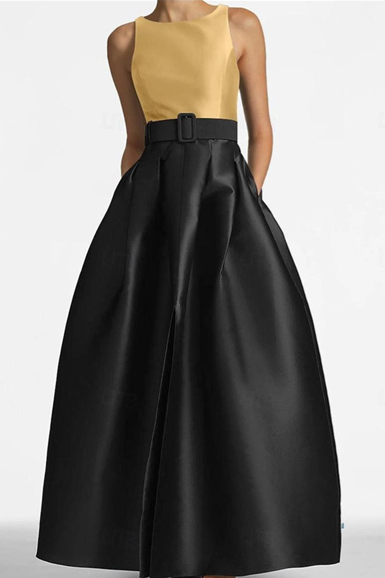Sleeveless Floor-Length A-Line Princess Mother of the Bride Dress with Belt