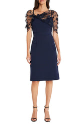 Sleeveless Knee-Length Mother of the Bride Dress with Spaghetti Straps and Watteau Train