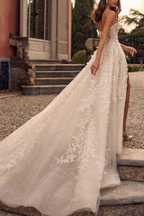 Sleeveless Lace Wedding Dresses With Appliques Lace