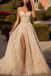 Sleeveless Lace Wedding Dresses With Appliques Lace