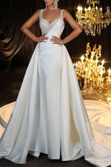 Sleeveless Sweetheart Satin/Sequined Trumpet/Mermaid Wedding Dresses