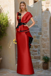 Sleeveless V-Neck Sheath/Column Dress for Mothers of the Bride & Groom with Appliques and Belt