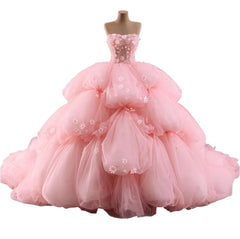 Spring Corset Pink Quinceanera Dress Strapless Ball Gown Sweet 16 Dress