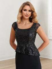 Square-Neck Floor-Length Sheath/Column Mother of the Bride Gowns