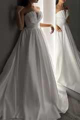 Strapless Sleeveless Satin Wedding Dresses With Ruffle