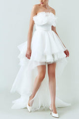 Strapless Sleeveless Sweep Train Beach Wedding Dresses