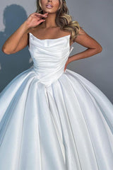 Strapless Sleeveless Sweep Train Wedding Dresses