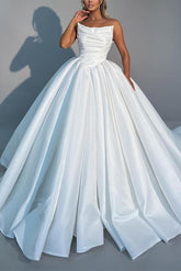 Strapless Sleeveless Sweep Train Wedding Dresses