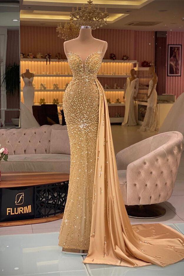Dreamyannie Women Prom Dress Stunning Gold Mermaid Evening Dress with Sweetheart Neckline and Rhinestone Ruffle Dreamyannie UK Dreamyannie Women Prom Dress Stunning Gold Mermaid Evening Dress with Sweetheart Neckline and Rhinestone Ruffle Dreamyannie UK