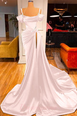 Stunning Off The Shoulder Mermaid Prom Dress Ruffles With High Split