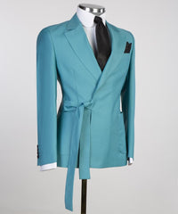 Stylish Blue Notched Lapel 2 Piece Prom Suit