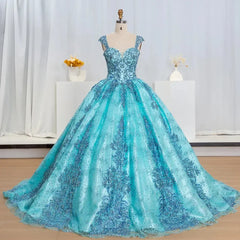 Sweet Princess Lace Ball Gown Quinceanera Dress Scoop Prom Dress Formal Gown Sweet 16 Party Dress