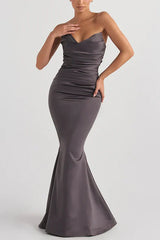 Sweetheart Mermaid Bridesmaid Dress Satin Wedding Guest Dress