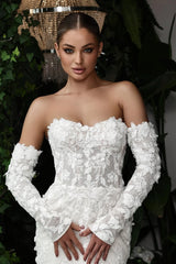 Sweetheart Mermaid Wedding Dress 3D Flowers Bridal Gown