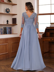 Sweetheart Neck A-Line Princess Gown with 3/4 Sleeves Floor-Length Lace Bridal Dress Featuring Ruffles & Appliques