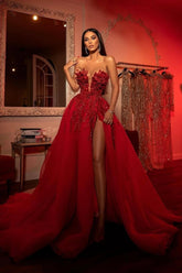 Sweetheart Prom Dress A Line Tulle Long Evening Dress with Sequined Lace Appliques