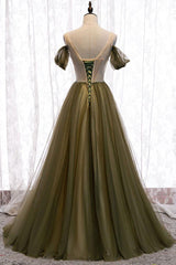 Sweetheart Prom Dress Tulle Green Long Evening Dress
