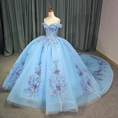 Sweetheart Quinceanera Dress Ball Gown Romantic Beading Off The Shoulder Sweet 16 Dress