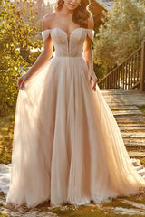 Sweetheart Sweep Train Tulle Ball-Gown Wedding Dresses