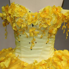 Sweetheart Yellow Quinceanera Dress Off The Shoulder Party Dress Ball Gown Sweet 16 Party Dress