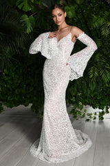 Sweetheart Beach Wedding Dress Long Sleeve Lace Sheath/Column Bridal Gown