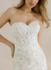 Trumpet Mermaid Sweetheart Sleeveless Chapel Train Lace Wedding Dress