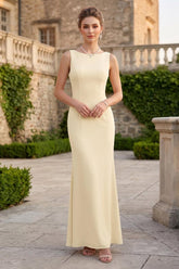 Trumpet/Mermaid Scoop Sleeveless Floor-Length Bridesmaid Dresses With Ruched