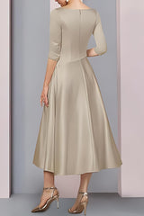 V Neck 3/4 Sleeves Wedding Guest Dress A Line Evening Dress
