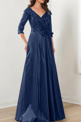 V-Neck A-Line Princess Gown for the Mother of the Bride
