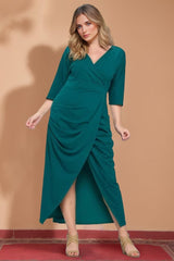 V-Neck A-Line Princess Gown with Asymmetrical Ruffles for Plus-Size Mothers of the Bride