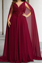 V-Neck A-Line Princess Mother of the Bride Dresses Featuring Applique