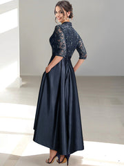 V-Neck Tea-Length Sheath/Column Dresses for the Mother of the Bride