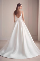 V-neck Ball Gown Beach Wedding Dress With Sweep Train