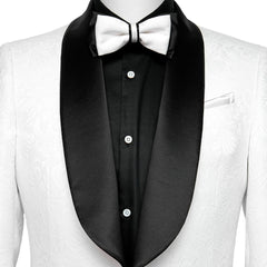 White Jacquard Two Piece Shawl Lapel Wedding Suit