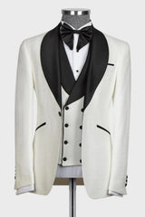 White Shawl Lapel 3 Piece Men's Wedding Suit