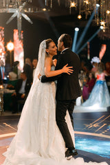 White Wedding Dress Ball Gown Sweetheart Sleeveless Sequined Chapel Train Tulle Bridal Gown