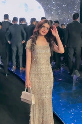 Cap Sleeve Evening Dress Beaded Sheath/Column Formal Dress