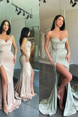 Gorgeous Sweetheart Mermaid Long Prom Dress With Side Slit