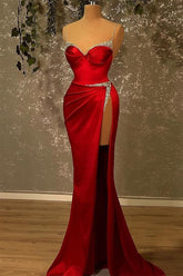 Mermaid Spaghetti Strap Sweetheart Floor Length Sleeveless Sequined High Split Prom Dress