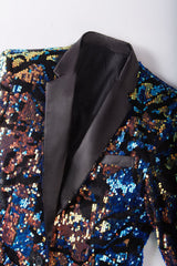 Dazzling Sparkly Dark Blue Sequins Men's Blazer