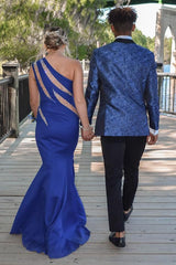 Chic Blue Jacquard Shawl Lapel 2-Piece Men's Prom Suit