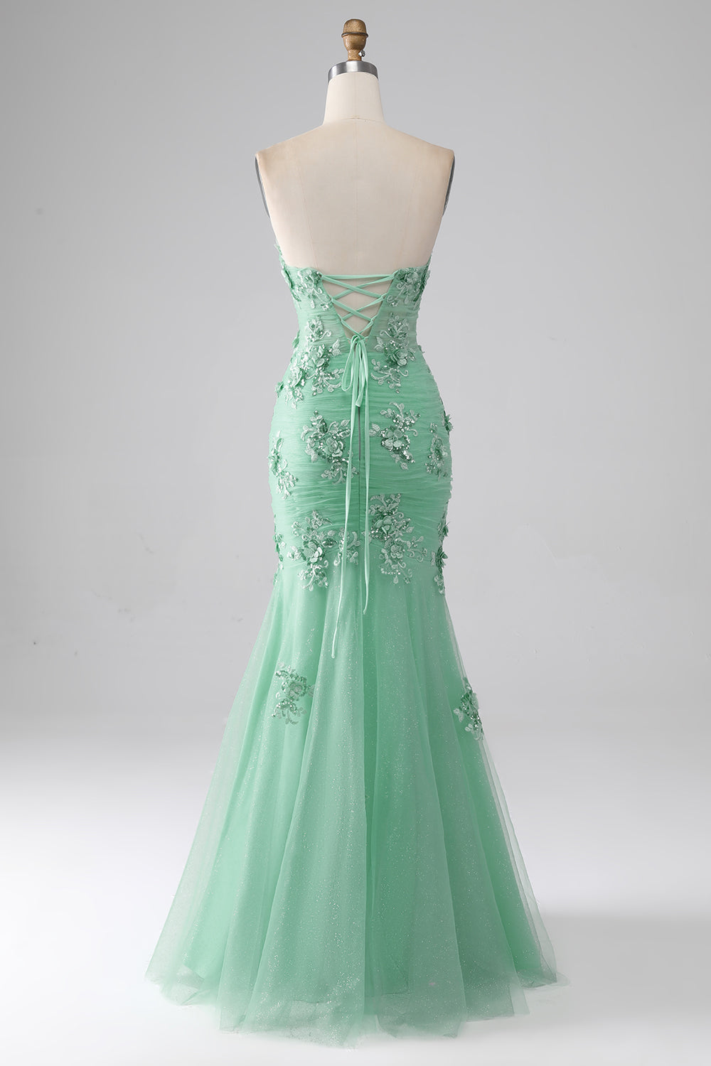 Green Mermaid Sweetheart Long Prom Dress with Appliques