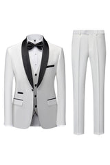 Stylish Black Shawl Lapel 3-Piece Men's Suit