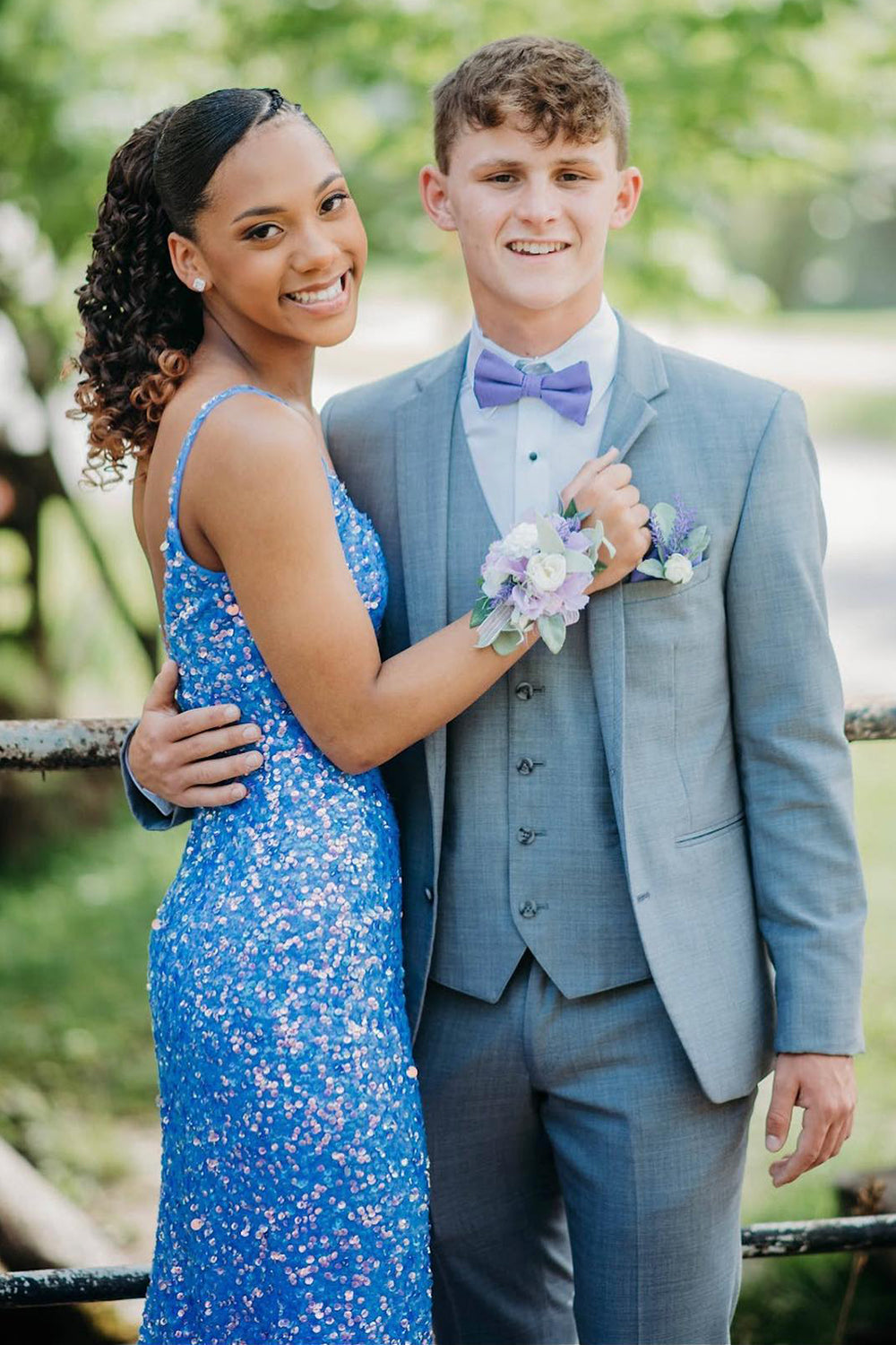 Orange Sparkly Mermaid V Neck Sequins Long Prom Dress