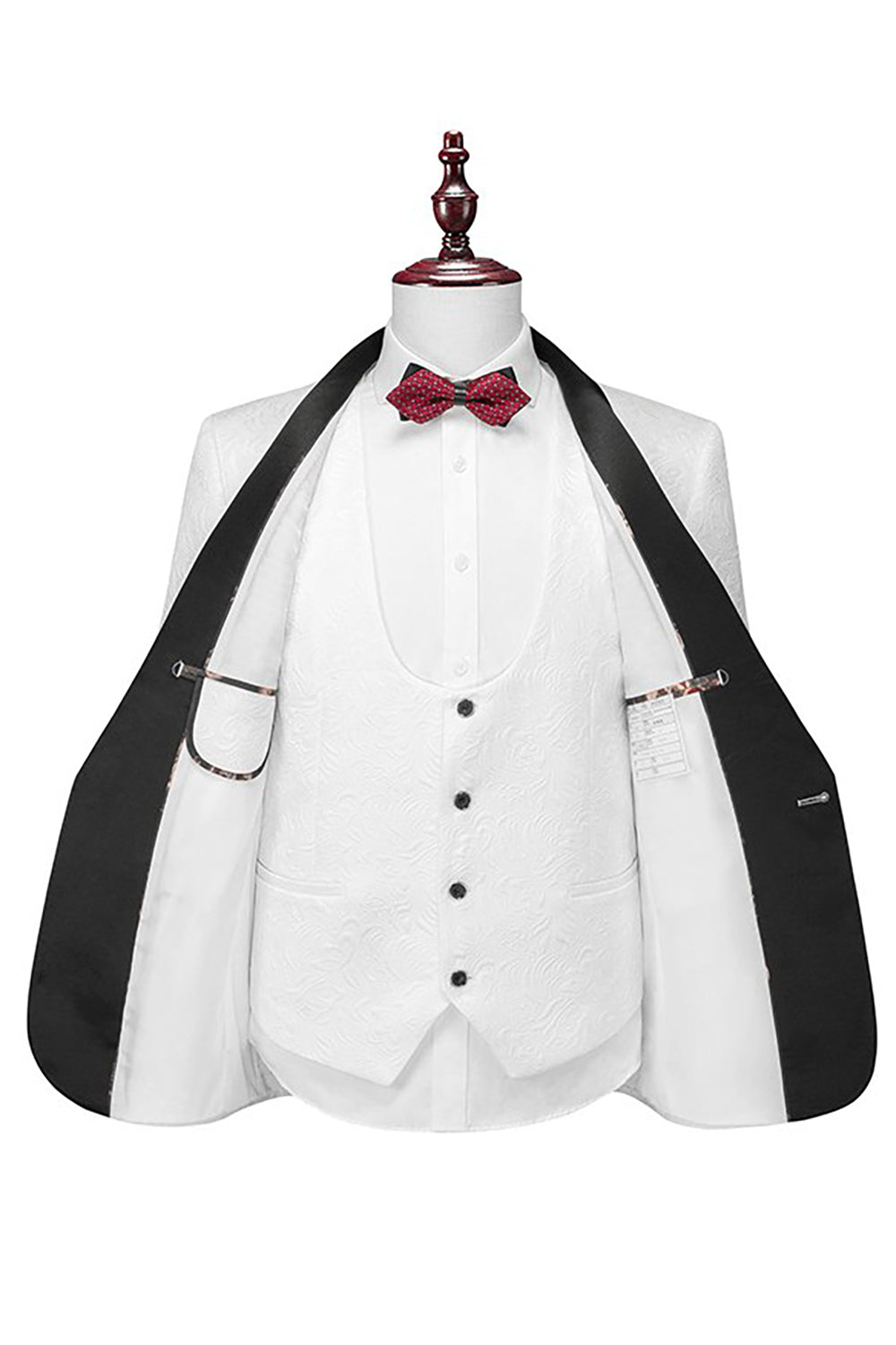 Classic White Jacquard 3-Piece Men's Prom Suit