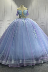 Blue Quinceanera Dress Sweet 15 Evening Dress Crystal Sleeveless Off Shoulder Ball Gown Dress