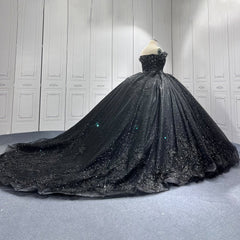 Black Quinceanera Dress Sweet 15 Evening Dress Crystal Sleeveless Beading Flowers Ball Gown Dress